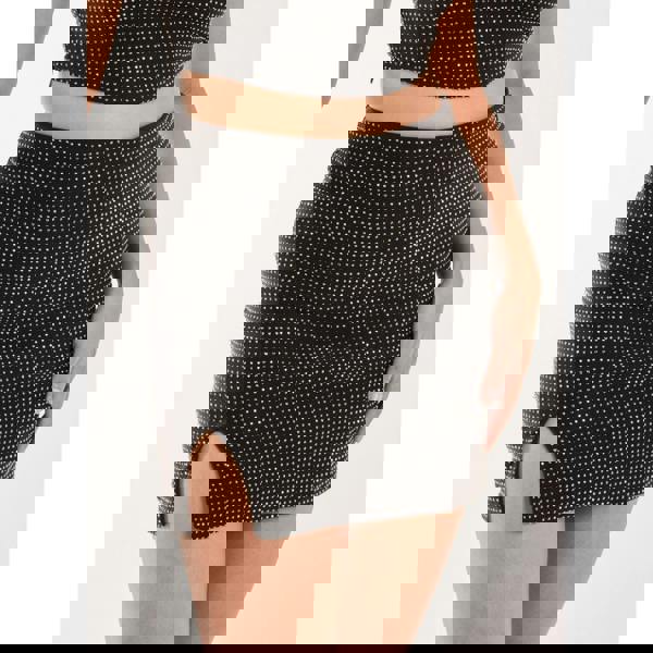 Pink Vanilla Split Front Diamante Mini Skirt