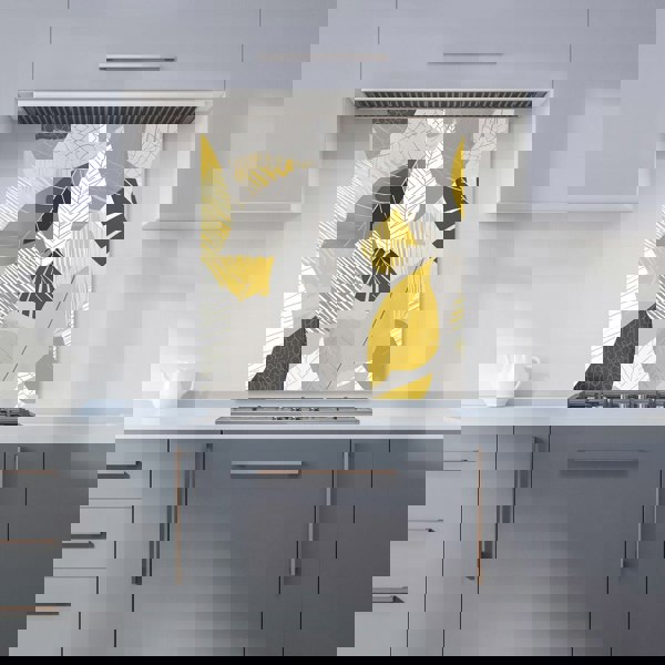 Warren Reed - Designer Grey Yellow Autumn Leaves Kitchen Splashback