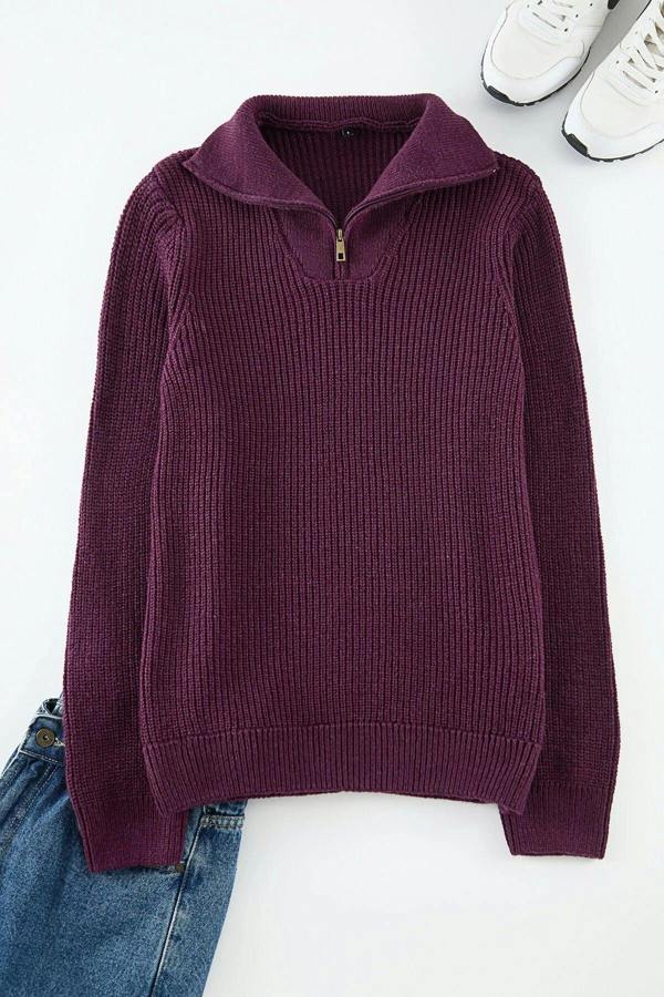 WOVCOR Regular Woolen Zippered Turtleneck Knit Men's Sweater