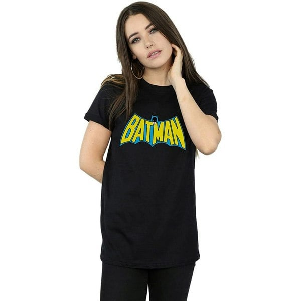 Batman Womens/Ladies Retro Logo Cotton Boyfriend T-Shirt - Black