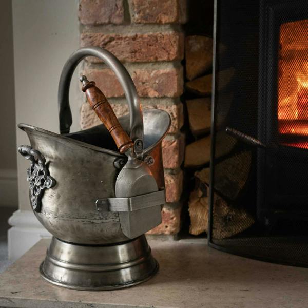 Hill Interiors Antique Steel Coal Bucket With Shovel - Silver - One Size - Silver - 100% Steel