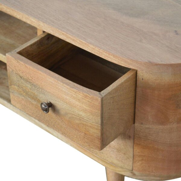 Wyld Haus Padua Round Natural Mango Wood Entertainment TV Unit 4 Drawers