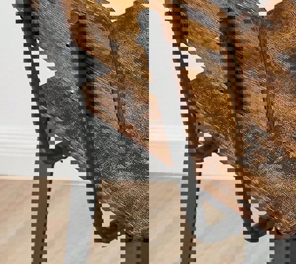 Modcraft Bar Stool Set of 2 Rustic Brown & Black Industrial Kitchen Chairs with Backrest & Footrest