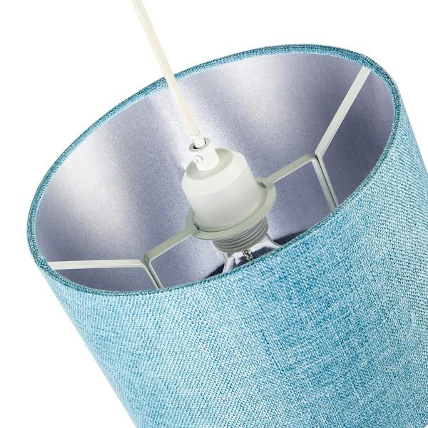 Contemporary and Sleek Blue Nova Plain Linen Fabric Drum Lamp Shade Image 3