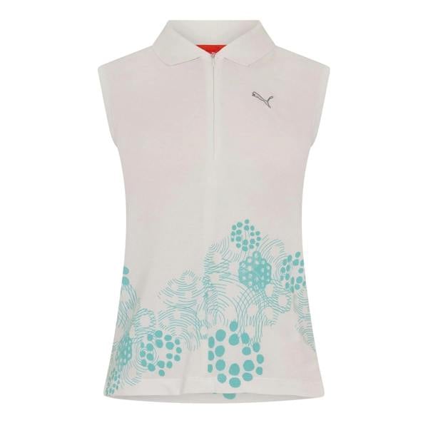 Puma Womens/Ladies Graphic Print Half Zip Polo Shirt - White - 