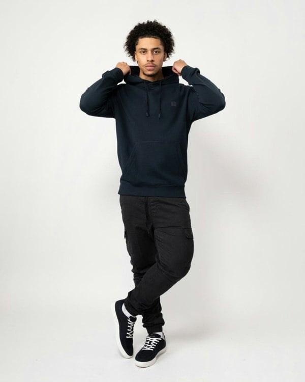 BOSS Orange Wetalk Mens Pullover Hoodie With Logo Patch NOS - Dark Blue 404