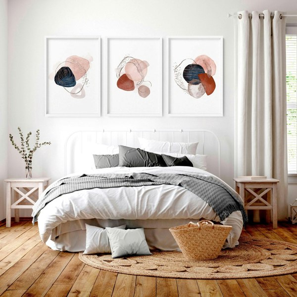 Abstract print for bedroom | set of 3 wall art prints