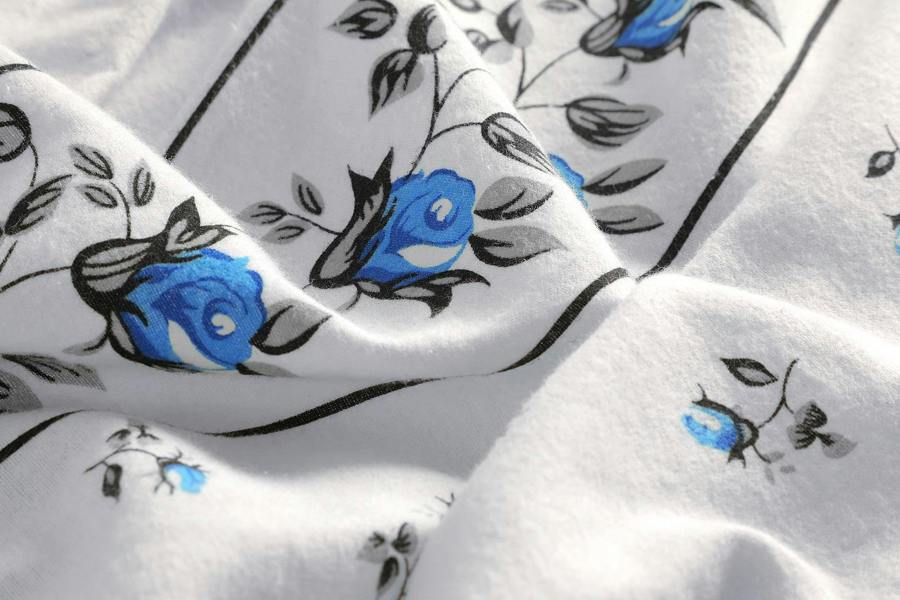Rosebud Flannelette Sheet Set - Blue - Double
