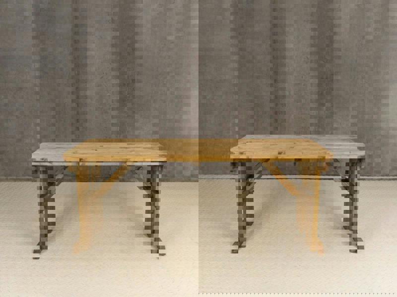 Hollies Rounded Wooden Garden Table – Rustic Finish Outdoor Picnic Dining Desk for Gardens, Patios, and Backyards