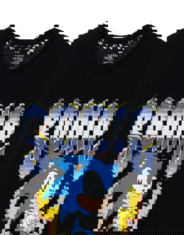 Sonic the Hedgehog Mens Black Game On Short Sleeved T-Shirt