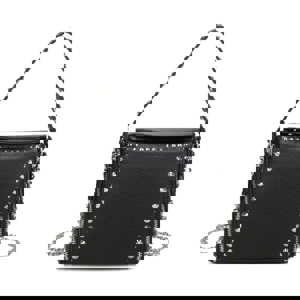 Kitise Studded Flap Crossbody Shoulder Bag Silver Tone Hardware