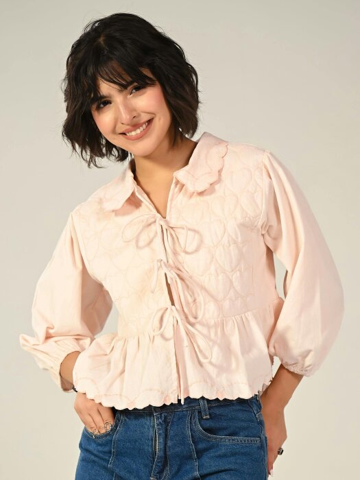 Rose & Nancy Jay Pink Cord Embroidered Jacket