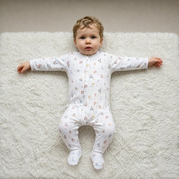 Mini Cuddles Playtime Sleepsuit (White)