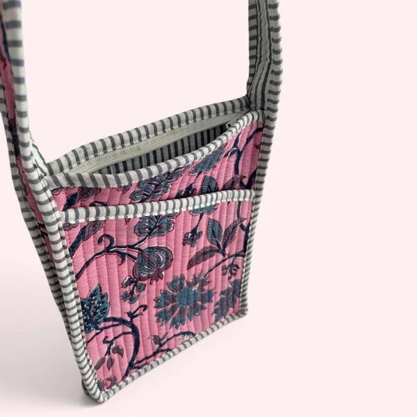 Hayley & Co Mini Cross Body Bag - Pink Block Print Floral