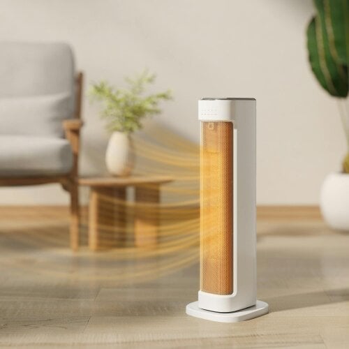 HOMCOM Ceramic Electric Heater, 2000W Space Heater with Timer, Black - White