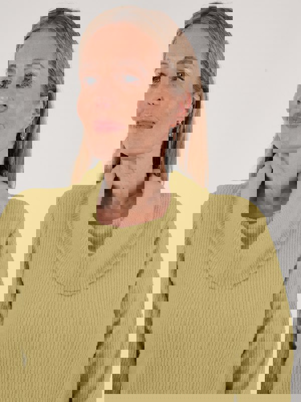 PennyPlain Ribbed Cowl Top - Pear