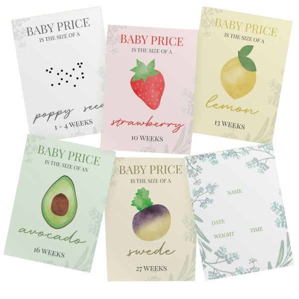 Personalised Memento Company Personalised Bump to Baby Pregnancy Milestone Cards