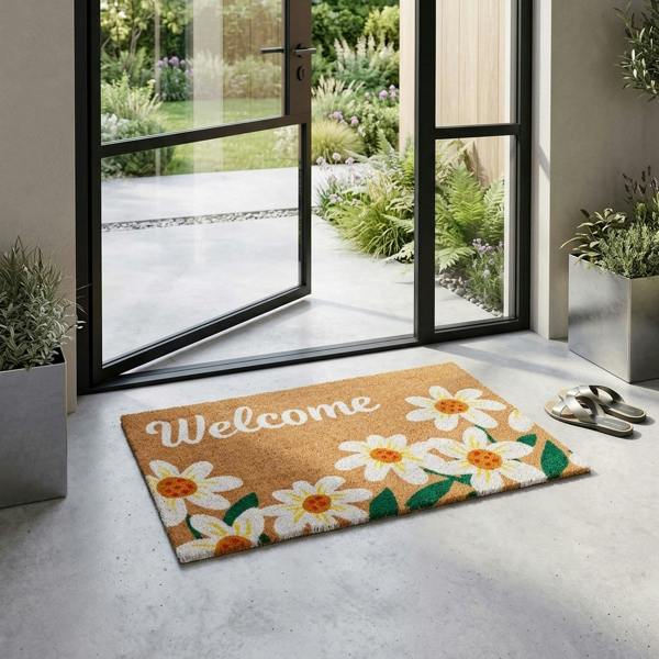 Garden Greatness Welcome Daisy Natural Coir Doormat