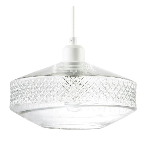Clear Glass Pendant Lighting Shade with Strip of 3D Shaped Diamonds Image 1
