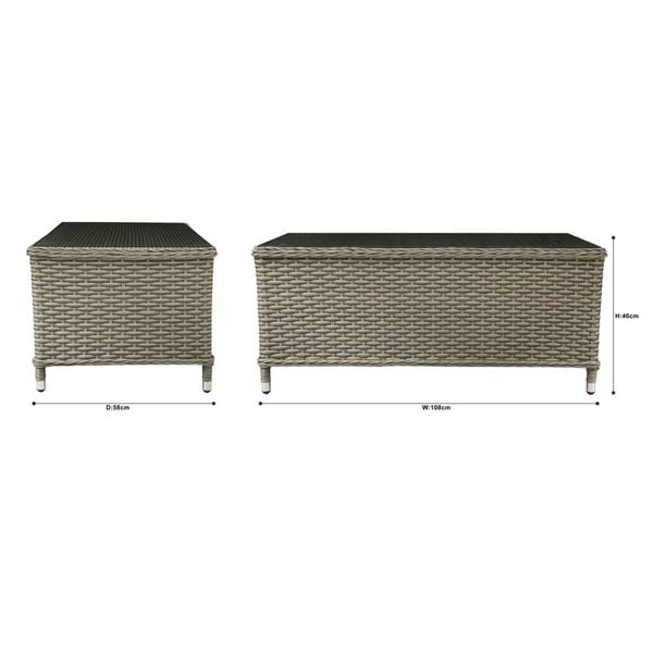 Premium 2 Seater Garden Coffee Table Set - 2pc Rattan Wicker Sofa Chair Cushions - LoopsDirect