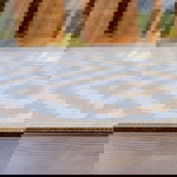 Outdoor Rug Diamond Design Beige and White | The Rugs