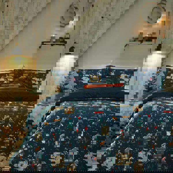 Furn Pine Winter Duvet Cover Set - Navy