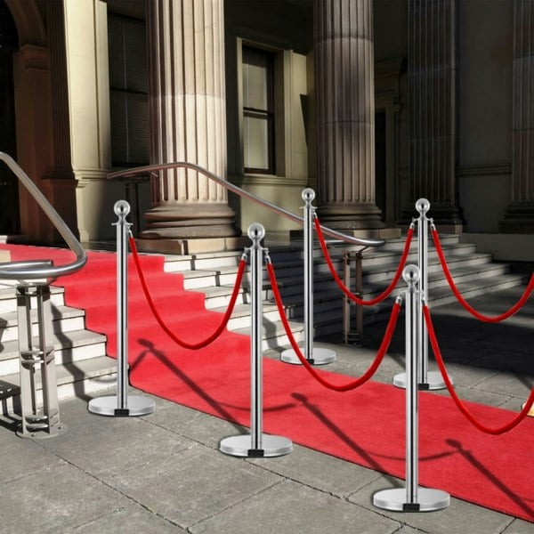 Berkfield 3 Piece VIP Queue Barrier Set Stainless Steel Silver