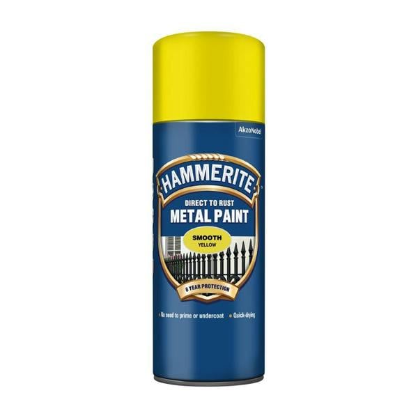 Hammerite 5X Hammerite Smooth Yellow Spray Paint 400ml