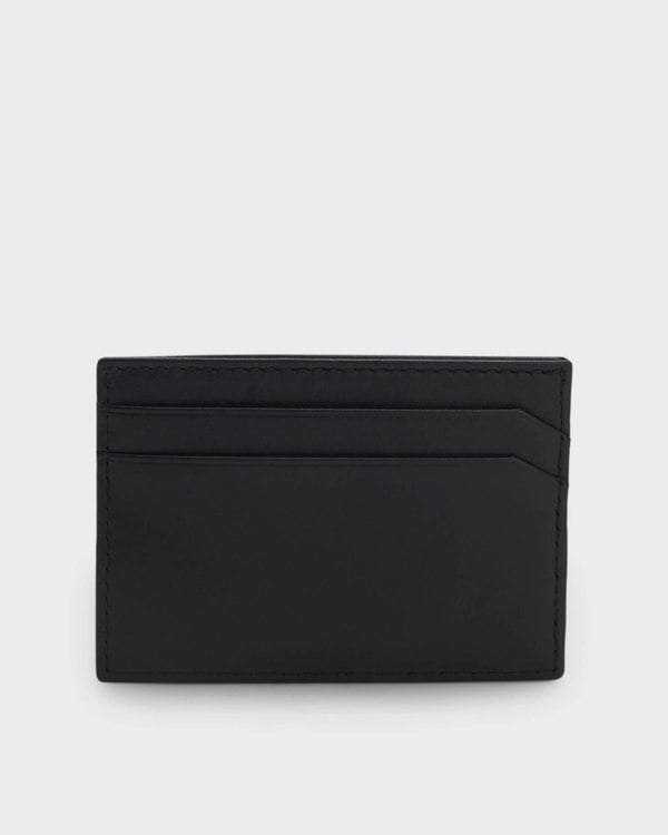 HUGO Tibby Mens Leather card holder with red-foil stacked logo  - Black 001 - CHO - Designer Mens Wallets & Purses