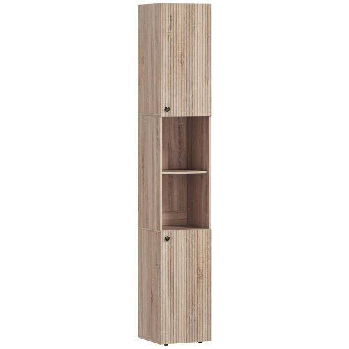 Wyld Haus Zivi Tall 6 Tier Bathroom Storage Cabinet Natural Finish