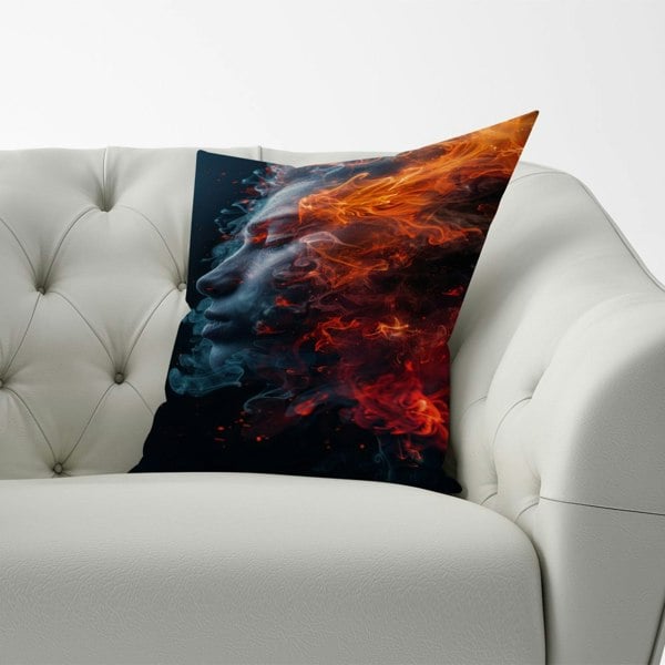 Warren Reed Fiery Mindscape: Portrait In Flames Cushions