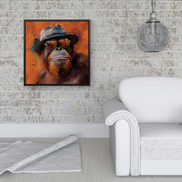 Warren Reed Orangutan In Glasses Framed Canvas