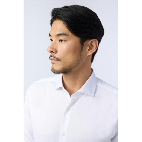 Alexandre Silver Alexandre Regular Fit White Non Iron Textured Weave Single Cuff Shirt