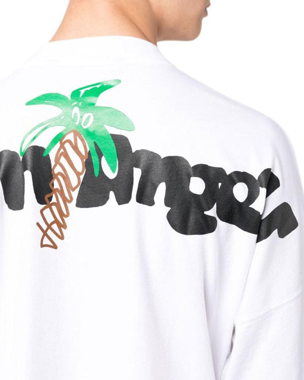 Palm Angels Sketchy Palm Tree Design Oversized Fit T-Shirt - White