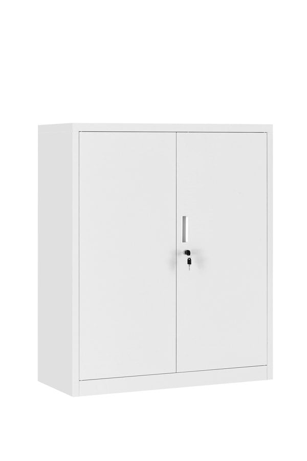 MMT Furniture Designs Grey Metal Storage Cabinet Cupboard 2 Door Locking Office Unit, Steel Filing Cabinet