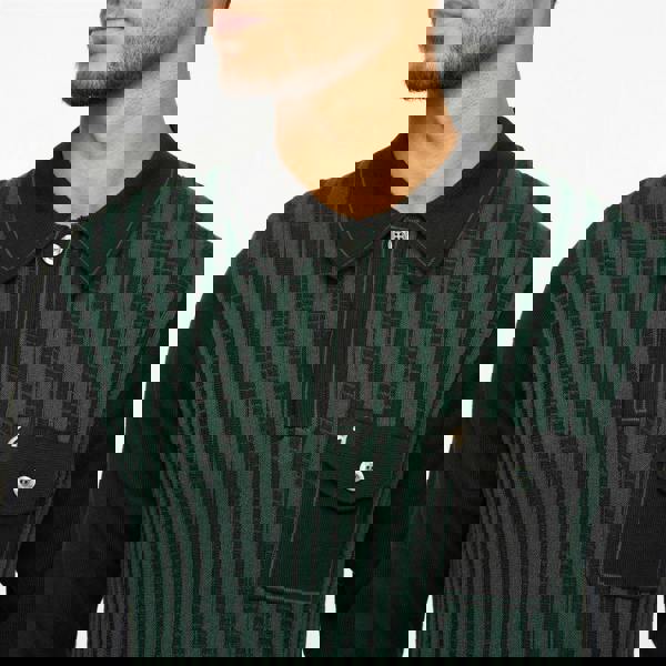 Gabicci V55GM10 Mens Hansen Long Sleeve Knitted Three Button Polo Gabicci Vintage - BLACK