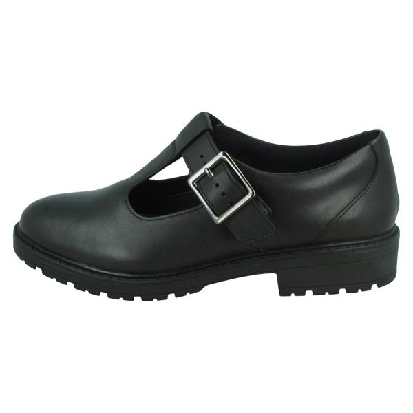Clarks Girls Clarks T-Bar School Shoes Loxham Shine