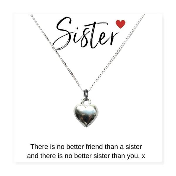 Aye Do Gifts Heart Necklace & Sister Gift Card