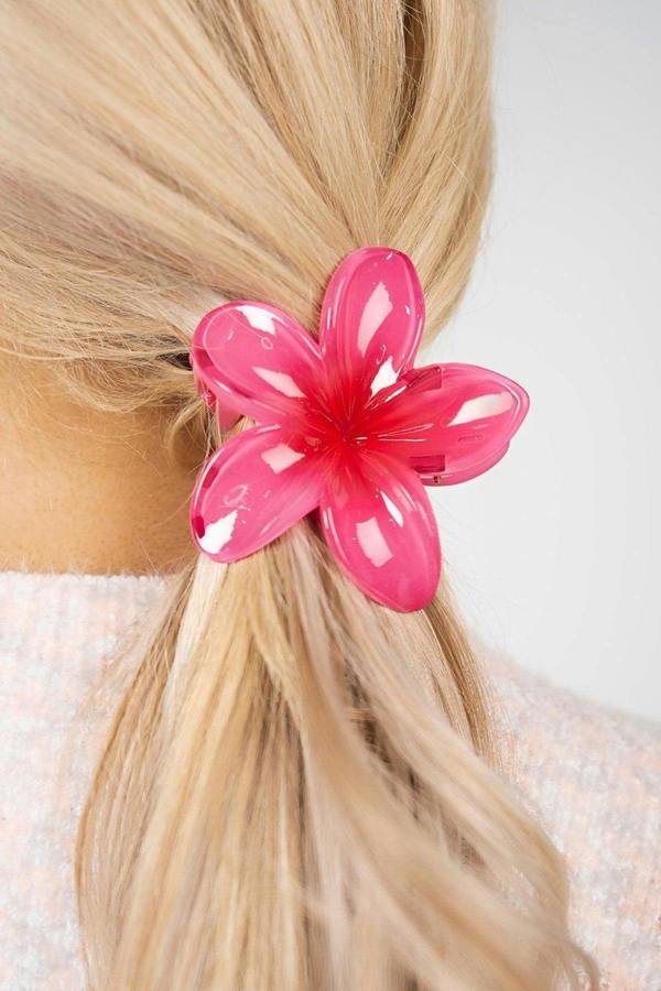 Jameela Flower Shaped Hair Claw Clip - Fuschia