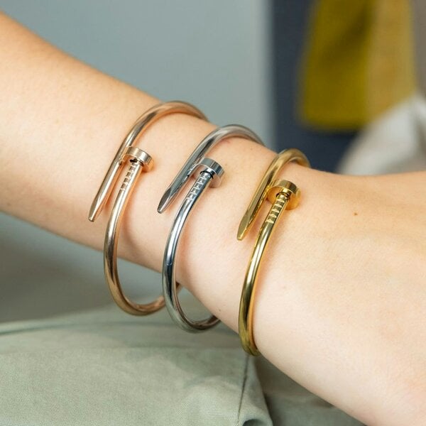 The Colourful Aura 18ct Plated Handmade Nail Luxury Cuff Arm Bangle Bracelet