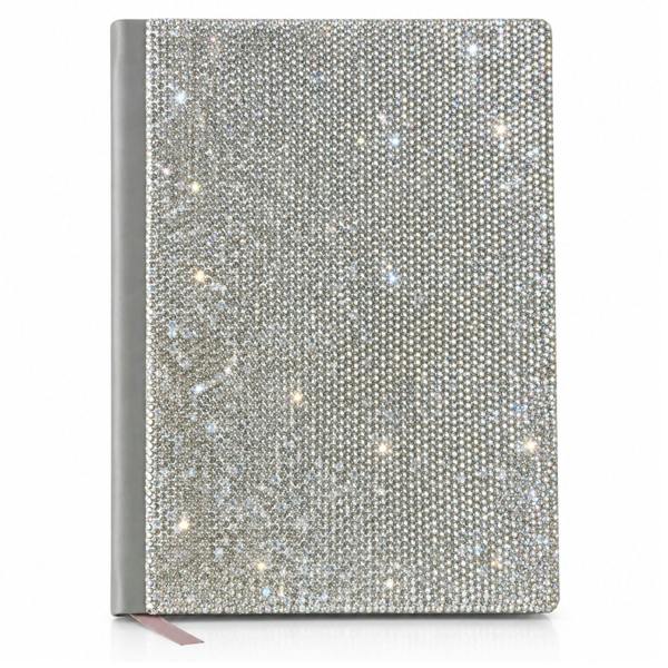 Sparkly A5 Notebook with Diamante-Style Embellished Cover - Silver