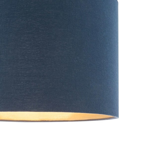 Navy Midnight Blue Lamp Shade in Linen Fabric with Gold Resin Inner Image 4