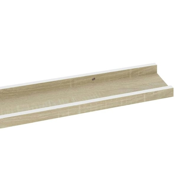 Berkfield Wall Shelves 4 pcs White and Sonoma Oak 100x9x3 cm