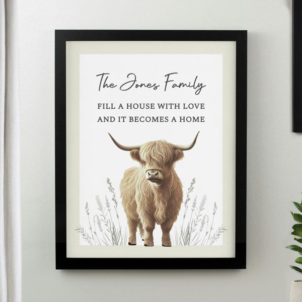 Personalised Memento Company Personalised Highland Cow Black Poster Frame