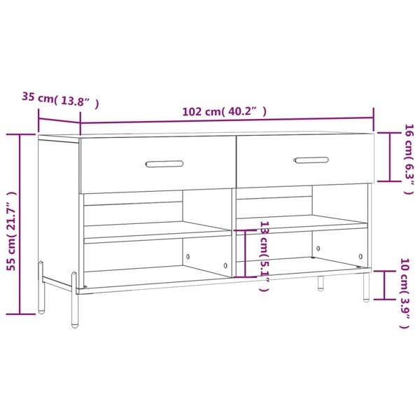 Berkfield Shoe Bench Grey Sonoma 102x35x55 cm Engineered Wood