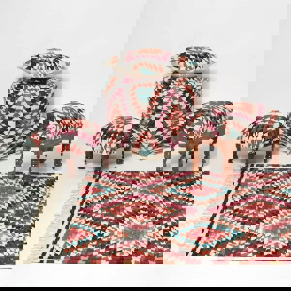 HOMESCAPES Manila Handwoven Kilim Footstool