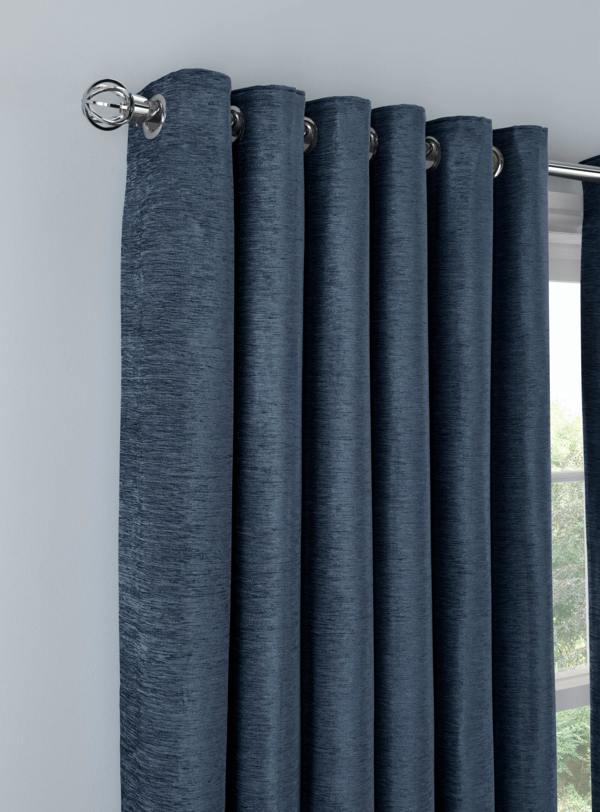 Smart Living Chenille Eyelet Curtain - Navy