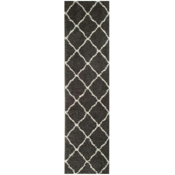 Moroccan Design Thick Shaggy Area Rugs Dark Grey