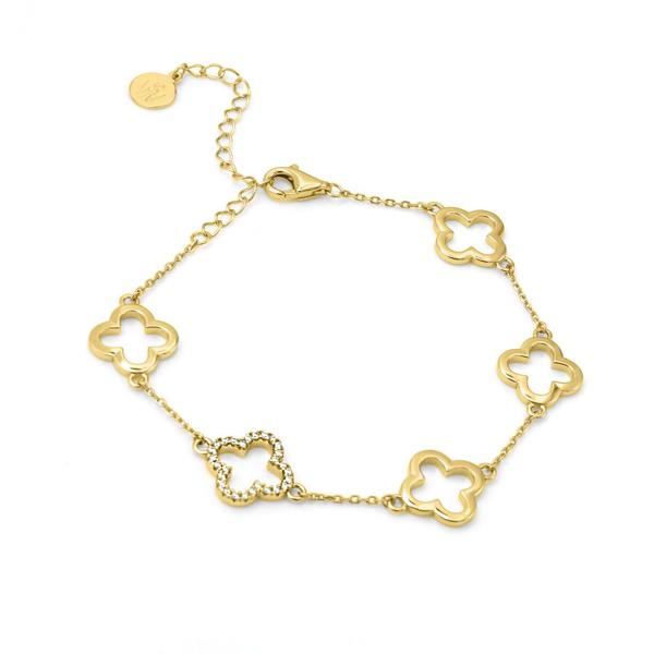 Say It With Open Clover Bracelet - Yellow Gold
