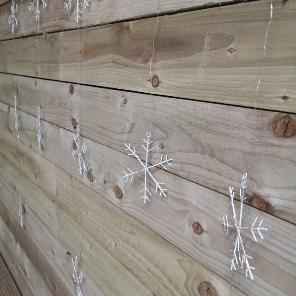 Samuel Alexander 390 LED 1.3m x 1.2m Christmas Snowflake Curtain Lights in Static Rainbow & Twinkling Orange